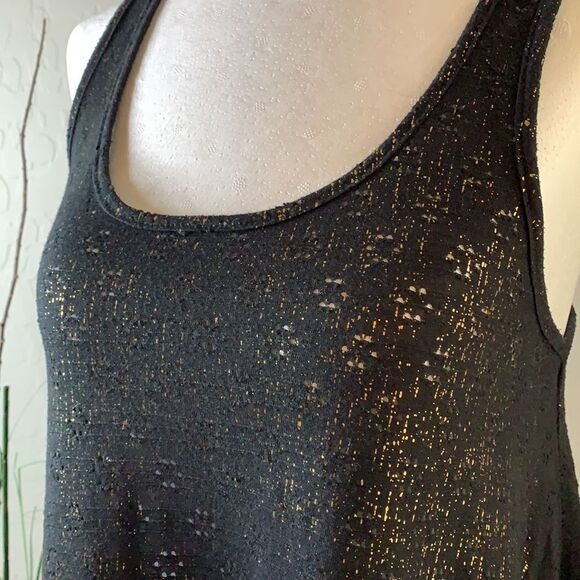 𝅺mudd T-back rocker glam tank top black w/gold embellished floral pattern - Picture 3 of 8